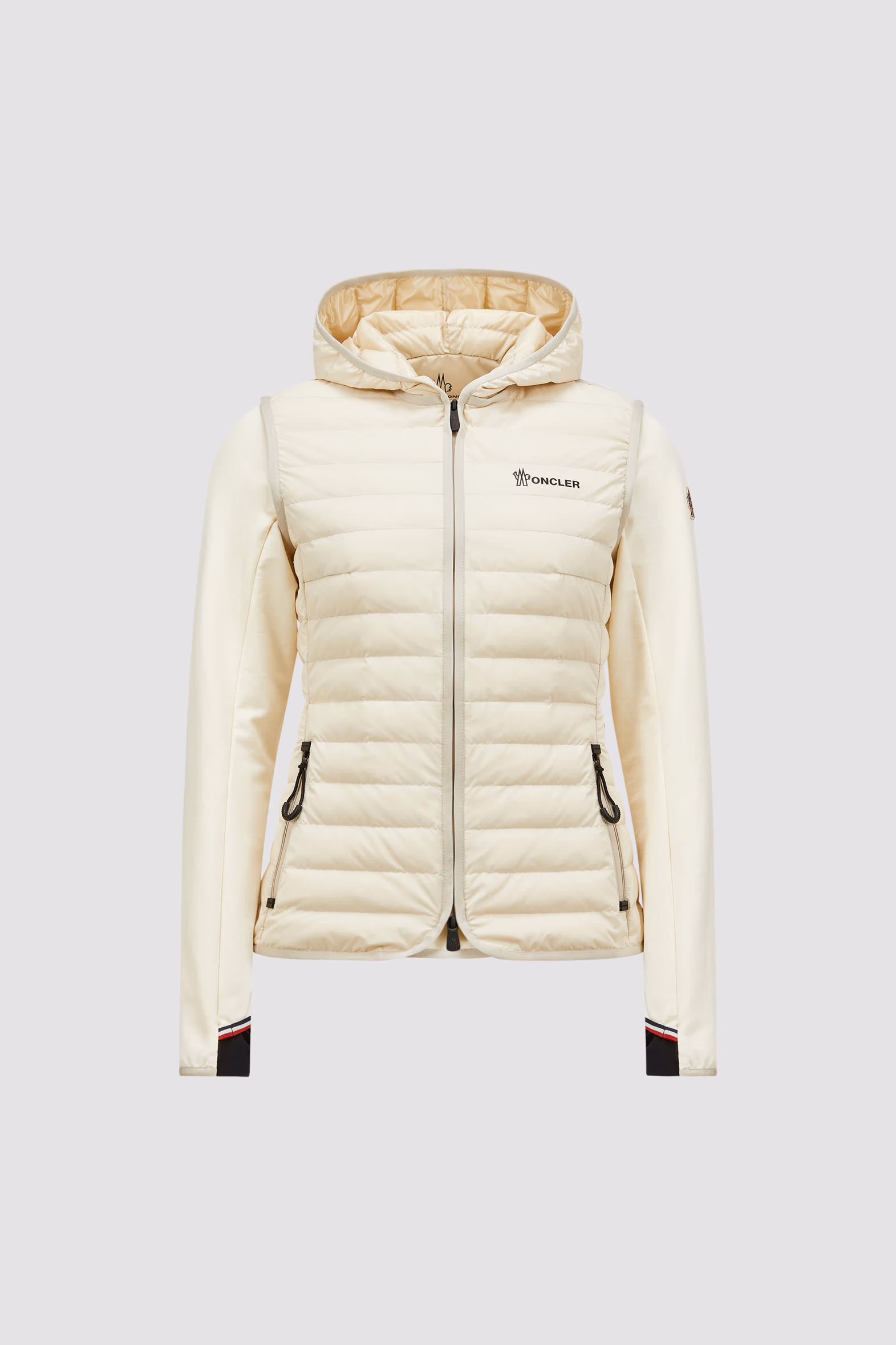 Padded Zip-Up Cotton Hoodie Women White Ivory Moncler 2